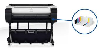 Плоттер Canon imagePROGRAF IPF785 с ПЗК и чернилами со стендом