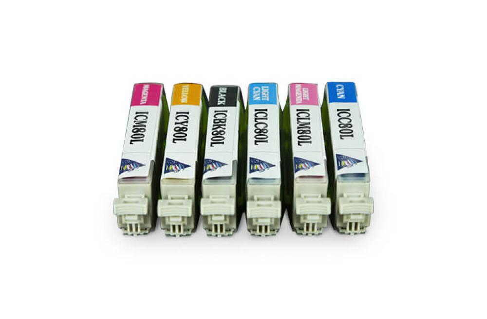 изображение Комплект совместимых картриджей IC80 (C/M/Y/Вк/LC/LM) для Epson Colorio EP-708A - изображение 2