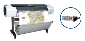 Плоттер HP DesignJet T1100 44" с СНПЧ и чернилами