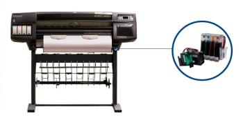 Плоттер HP DesignJet 1050c plus с СНПЧ и чернилами