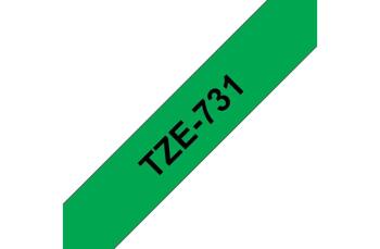 Brother TZe731 - стандартная ламинированная лента, черный на зеленом, 12 мм х 8 м
