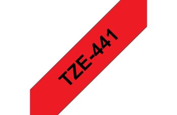 Brother TZe441 - стандартная ламинированная лента, черный на красном, 18 мм х 8 м
