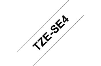 Brother TZeSE4 - пломбировочная ламинированная лента, черный на белом, 18 мм х 8 м