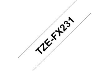 Brother TZeFX231 - гибкая идентификационная ламинированная лента, черный на белом, 12 мм х 8 м