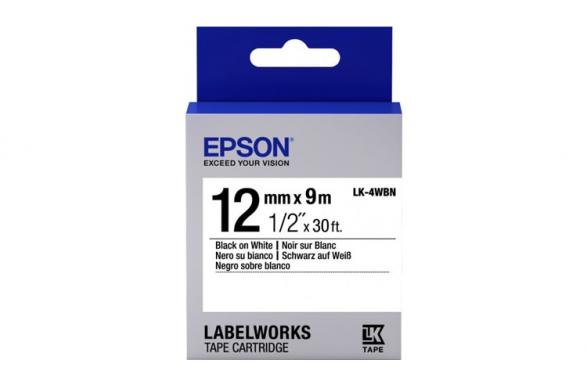 изображение Лента стандартная Epson LK4WBN черный/белый, 12 мм х 9 м