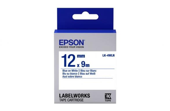 изображение Лента стандартная Epson LK4WLN голубой/белый, 12 мм х 9 м