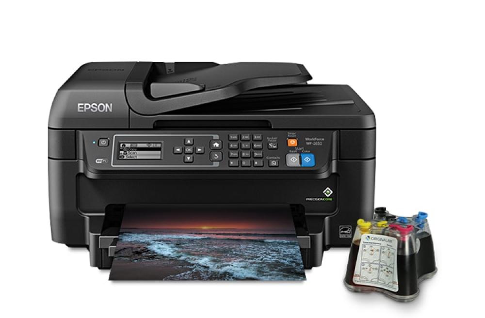 изображение МФУ Epson Workforce WF-2650 с СНПЧ и чернилами (Уценка) - изображение 1